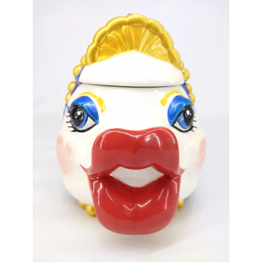 Katherine's Collection Kissing Fish Jar Blue Whimsical Ceramic Lidded Canister